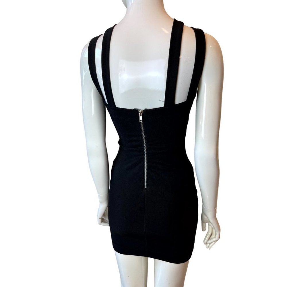 Emerald Sundae Women's Bodycon Mini Dress Small Double-Strap Black w/zip XXS - Picture 3 of 9